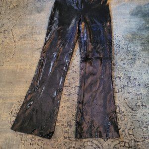 Emma Black vintage snakeskin/sequin flared pants in Navy. size 2
